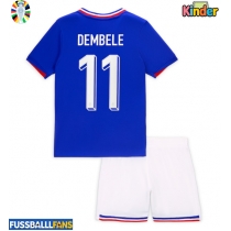 Frankreich Ousmane Dembele #11 Heimtrikotsatz Kinder EM 2024 Kurzarm (+ Kurze Hosen)